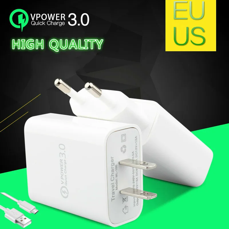 YOJOCK быстрое зарядное устройство USB 18 Вт Быстрая зарядка 3 0 вилка Европа/США для