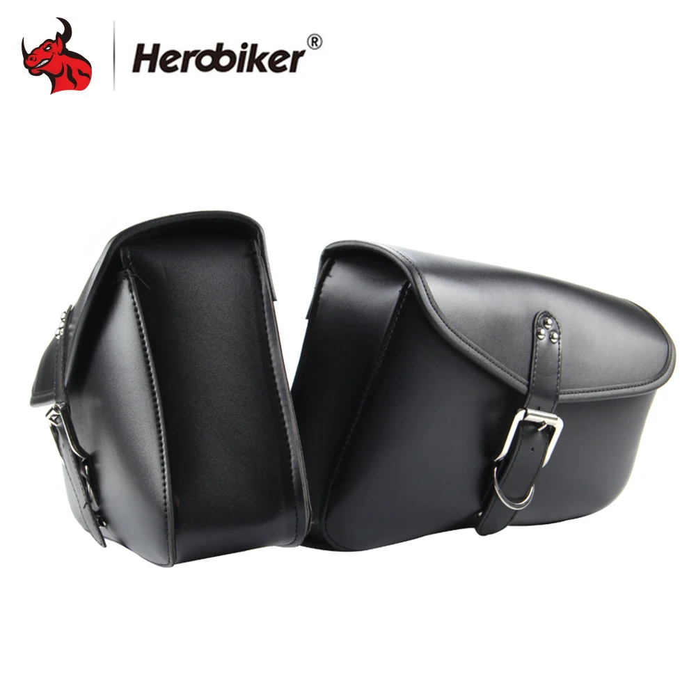 

HEROBIKER 1Pair Motorcycle Saddle Bag Tank Bag Mochila Moto PU Leather Alforjas Para Moto Sportster Cruiser Side Storage Pouche