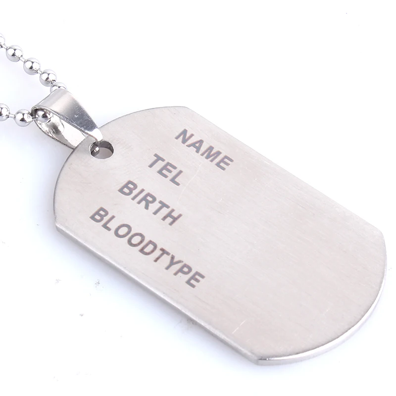 free shipping name square Tag 316L Stainless Steel pendant necklaces