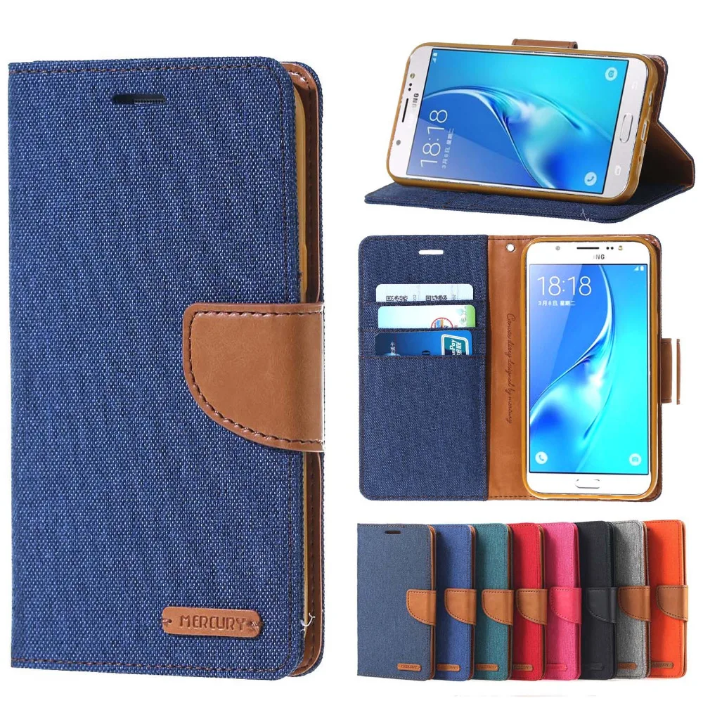 For Samsung J5 2016 Canvas Wallet Flip Holster Card Slot Leather Cover Case Galaxy J50f j510 j510f 5.2&quotcases |