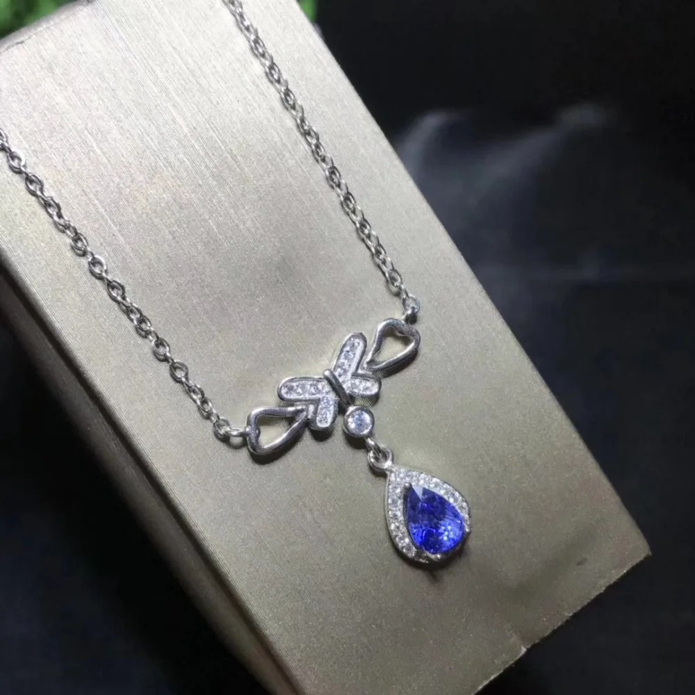  Tanzanite bleue naturelle collier élégant collier pendentif en pierres précieuses naturelles S925 a