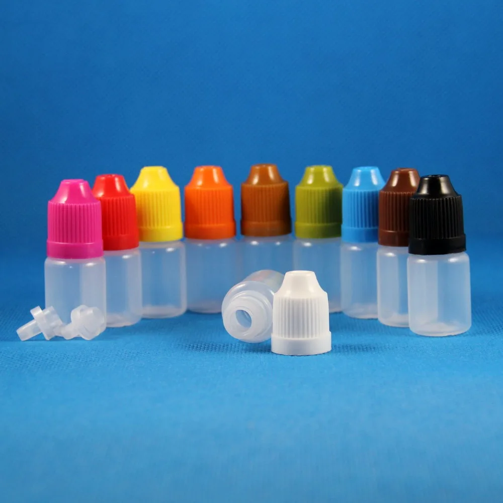 Lot 100 Sets 5ml Plastic Squeezable Dropper Bottles Child Proof Cap