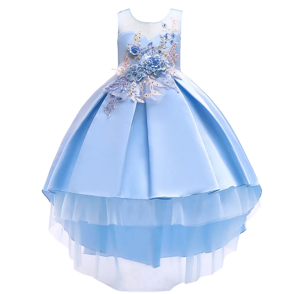 

kids dresses for girls elegant princess Floral Baby Girl Princess Bridesmaid Pageant Gown Birthday Party Wedding Dress #XTN