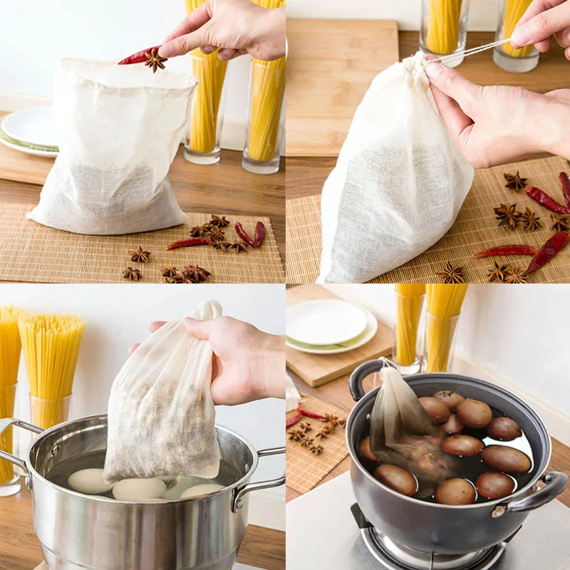 

Multifunctional 1 Pc Kitchen Gadgets Linen Cotton Chinese Medicine Filter Bag Portable Soup Tea Bags Strainer Reusable