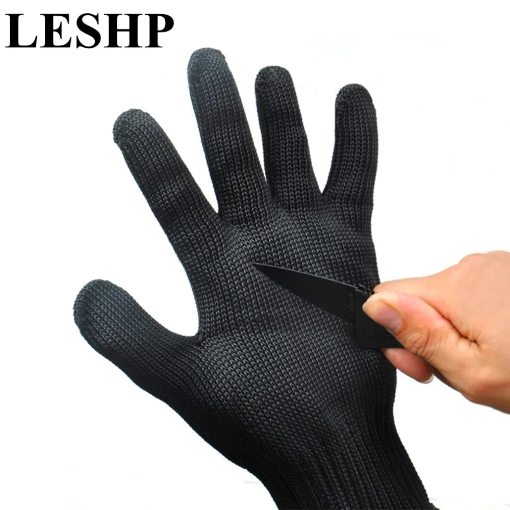 

1 Pair Anti-cut Anti-slip Outdoor Hunting Fishing Glove Cut Resistant Protective Fillet Knife Glove Thread Weave Black