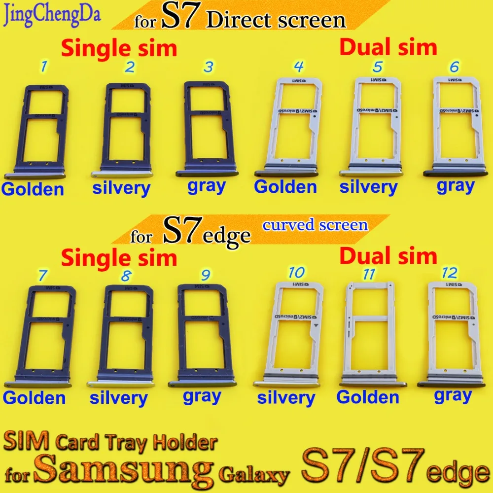 

Dual SIM Card Tray Slot Holder For Samsung Galaxy S7 Edge curved screen Repair Case Replacement Parts Sim Card Adapter