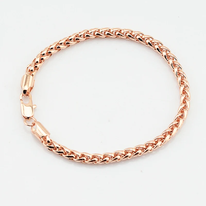 

1pcs 5mm Men Women Unisex Rose Gold Color Wheat Weave Chain Link Bracelets Jewelry