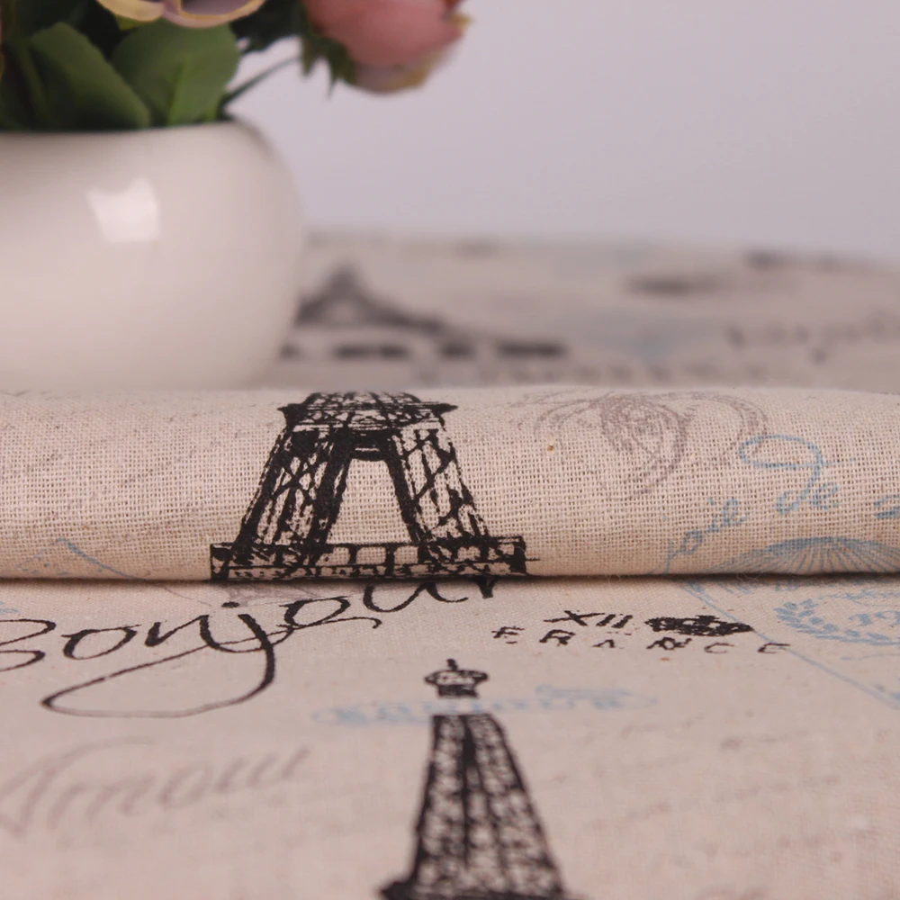 European Romantic French Paris Eiffel Tower Cotton Linen Table Cover Cloth Environmental Dustproof
