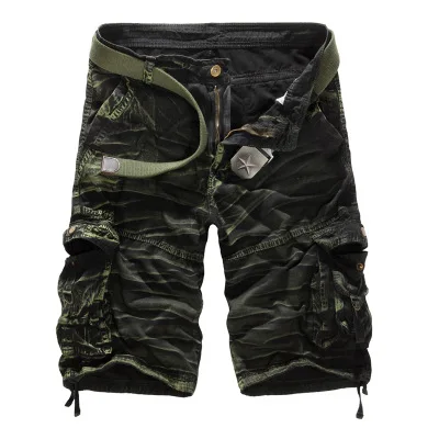 ZY новые мужские брюки со многими карманами Летние Шорты однотонные складные до колена армейские Шорты Cargo Уличная Повседневная спортивная