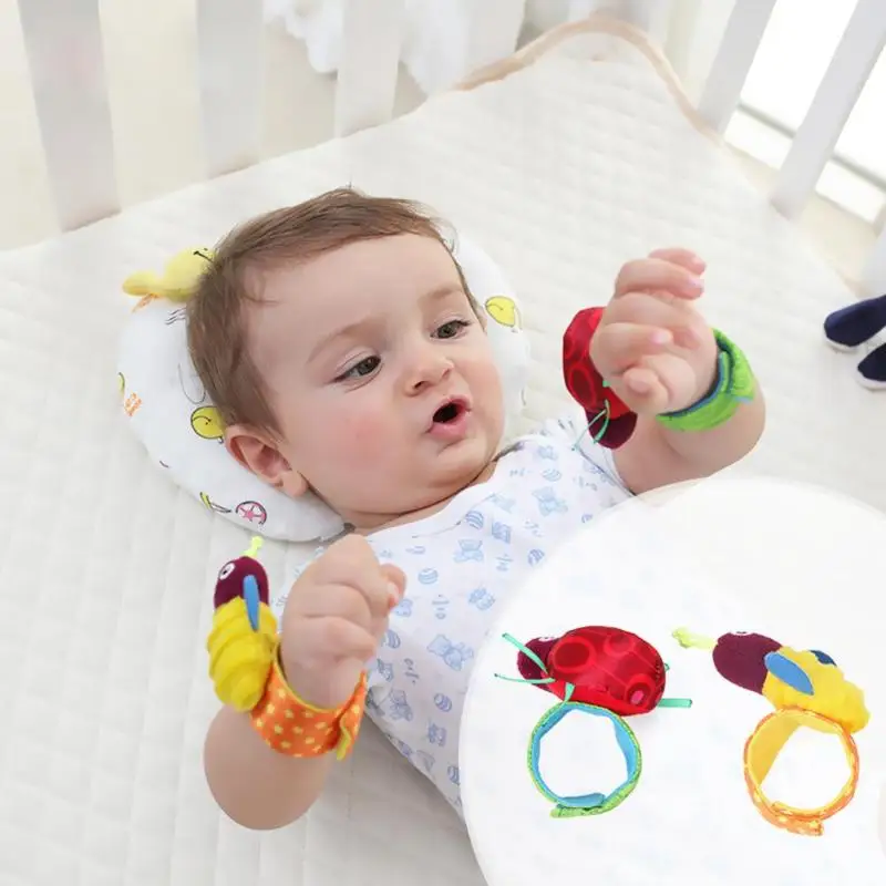 Новорожденный Детский браслет с погремушки для младенца плюшевый мультфильм насекомое запястье погремушка игрушка Регулируемый Малыш