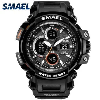 

Smael Mens Watches Top Brand Luxury Sports Watches Men Waterproof 50M Outdoor Sport Watch 1708 Black Watch For Men Digital Clock