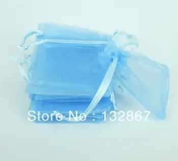 

100x blue colour Organza Jewelry crafts Pouches Gift Bags For Wedding favours Bags Pouch with drawstring DIY 7*9cm