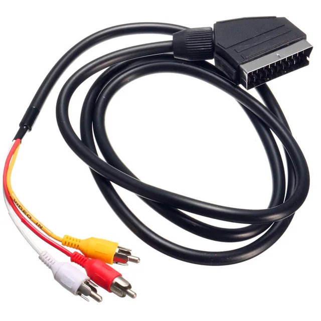 100 шт. 21 pin Scart до 3 RCA вилки 1 5 м футов для аудио видео коннектора электроники