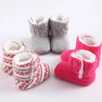 

Winter Newborn Infant Baby Girls Boys Boot Crochet Knit Woolen Soft Bottom Unisex Warm Shoe Cute Toddler Snow Boots Shoes