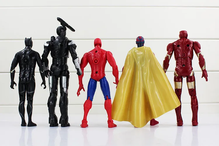 5pcs/set Marvel avengers 3 Superheroes Spiderman Iron Man Black Panther Vision PVC Action Figure Collectible Children Toys