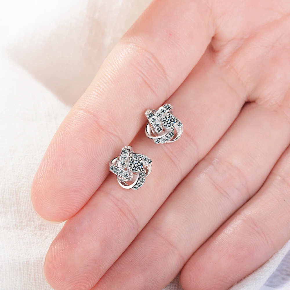 Tanio 925 Sterling Silver kolczyki dla kobiet srebro biżuteria cyrkonia sklep