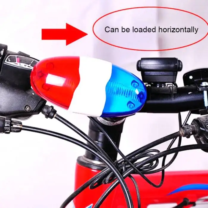 Top Hot Bicycle 6 Flashing LED 4 Sounds Police Siren Trumpet Horn Bell Bike Rear Light MCK99 6