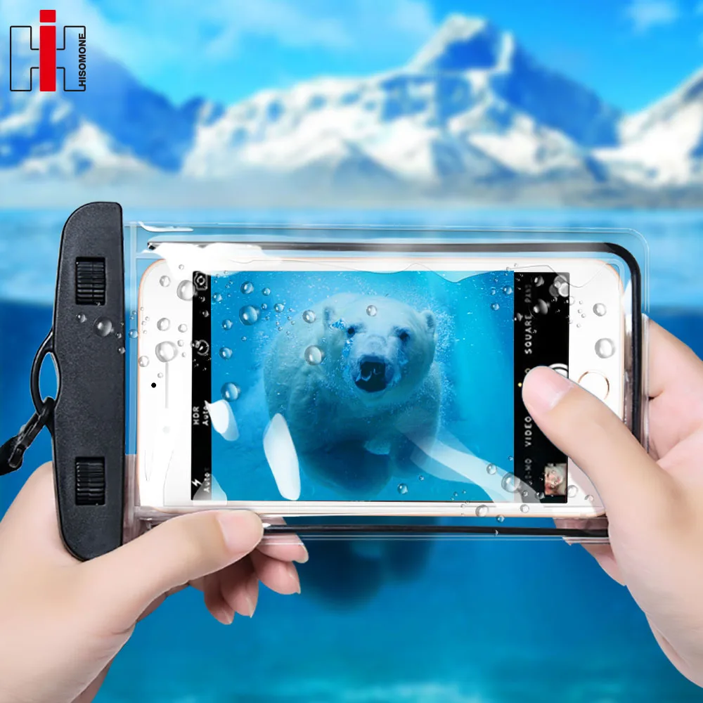 

Hisomone Universal Waterproof Phone Case For iPhone 8 7 6 Waterproof Bag Phone Case For Samsung Galaxy S8 Xiaomi Redmi Pouch