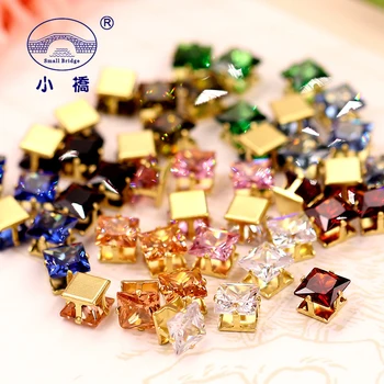 

10PCS Glitter Square Shape Zircon Rhinestones Deractive Colorful Sew On Rhinestone Flatback Glass Rhinestones For Clothing S153