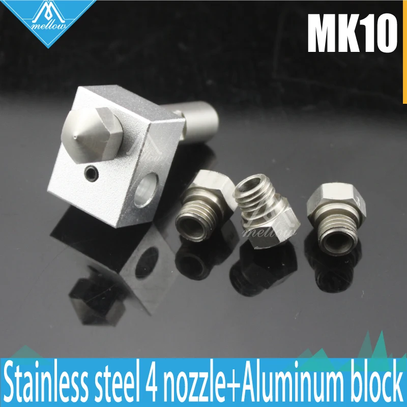 1SET 3D printer Makerbot M7 MK10 Hotend kit+4 Pcs Stainless steel nozzles 0.2/0.3/0.4/0.5mm for FlashForge, Wanhao D4 I3, Dremel