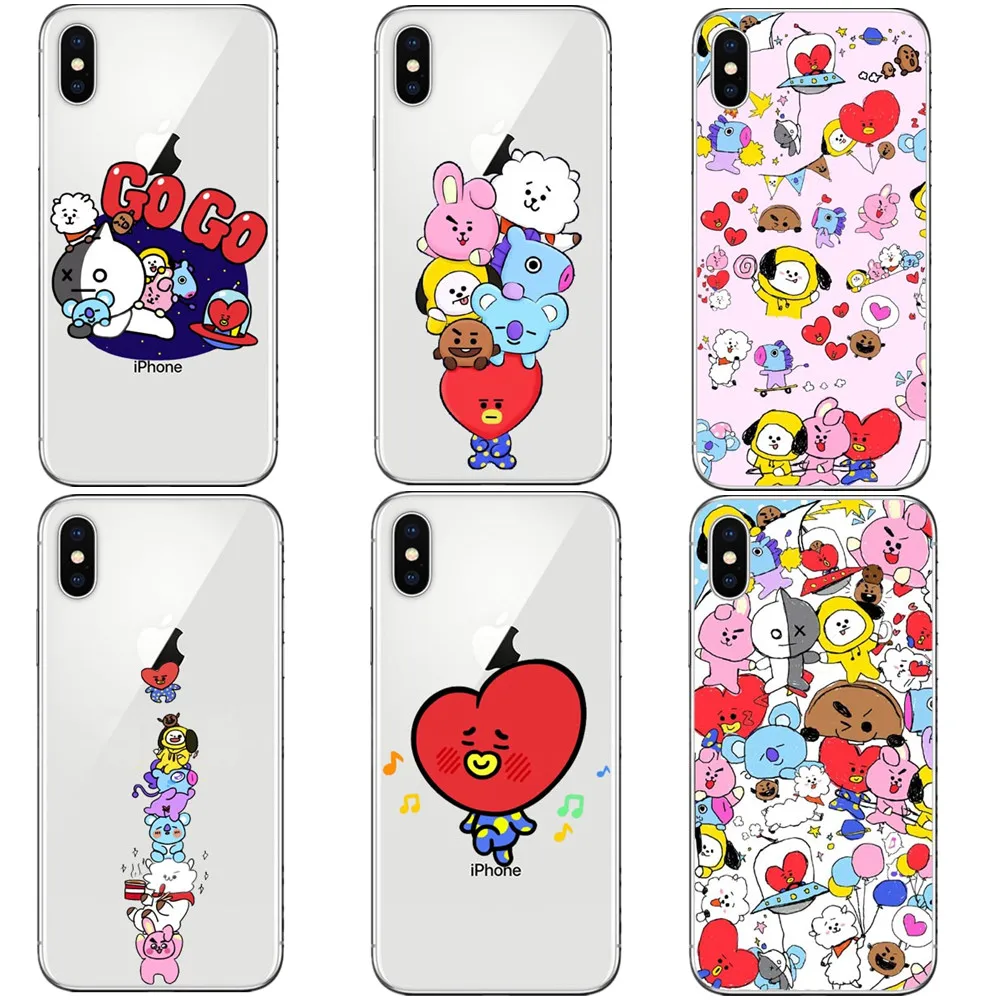 

Cartoon Stars KPOP BTS Signature Case For iphone X 10 8 8Plus 7 6 6S Plus 5S SE Cover Love Yourself Bangtan BT21 Hard PC Cover