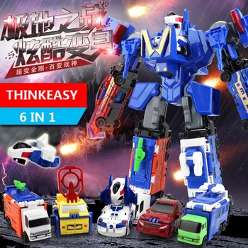 

THINKEASY 6 IN 1 Transformation Robots Anime Figures Set Toy For Children Gift Model Deformation Cars Transform action Figures