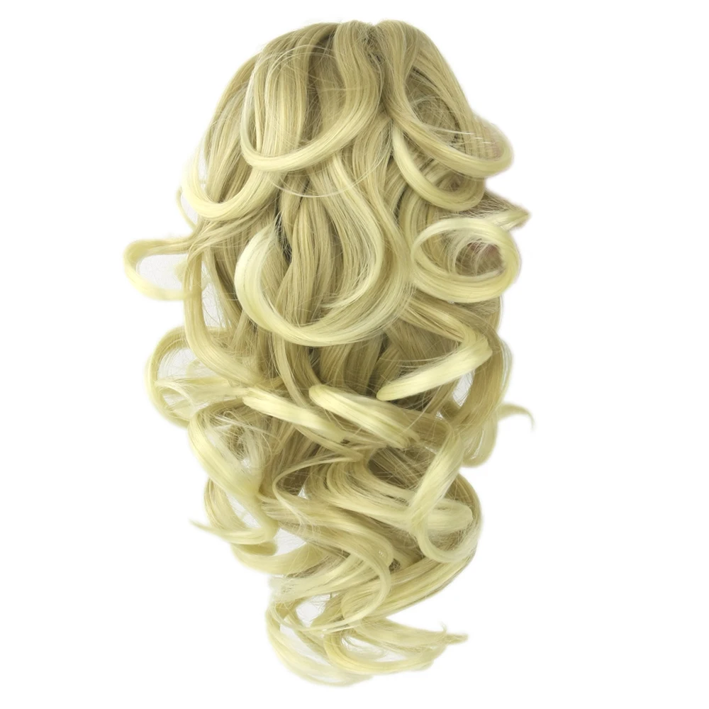 Soowee False Hair Claw Ponytail Synthetic Hair Little Blonde Pony Tail Fairy Tail on Clips Hairpieces for Extension