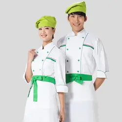 Горячие унисекс японский стиль Корея средний рукав шеф-повар униформа шеф-повар рабочая одежда Ресторан Кук костюм кухня рабочая одежда