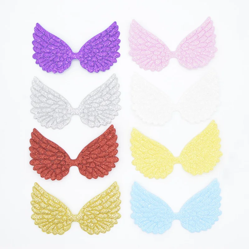 

20Pcs 74*43mm Angel Wing Appliques Single Sided Glitter Powders Fairy Wing Patches DIY Headwear Bowknot Bow Tie Accessories G97
