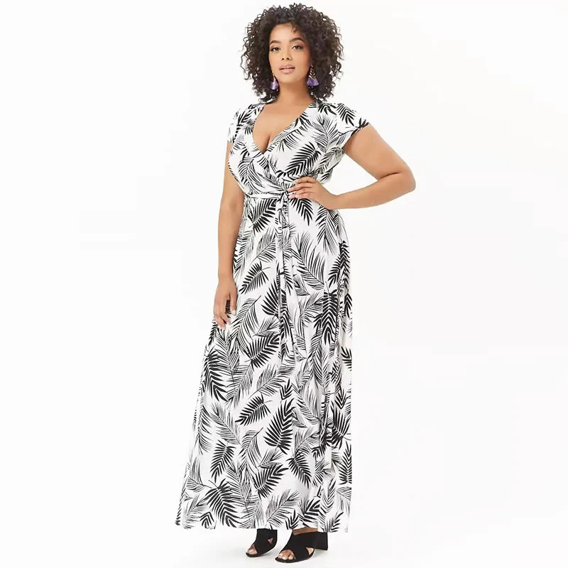 palm leaf maxi dress
