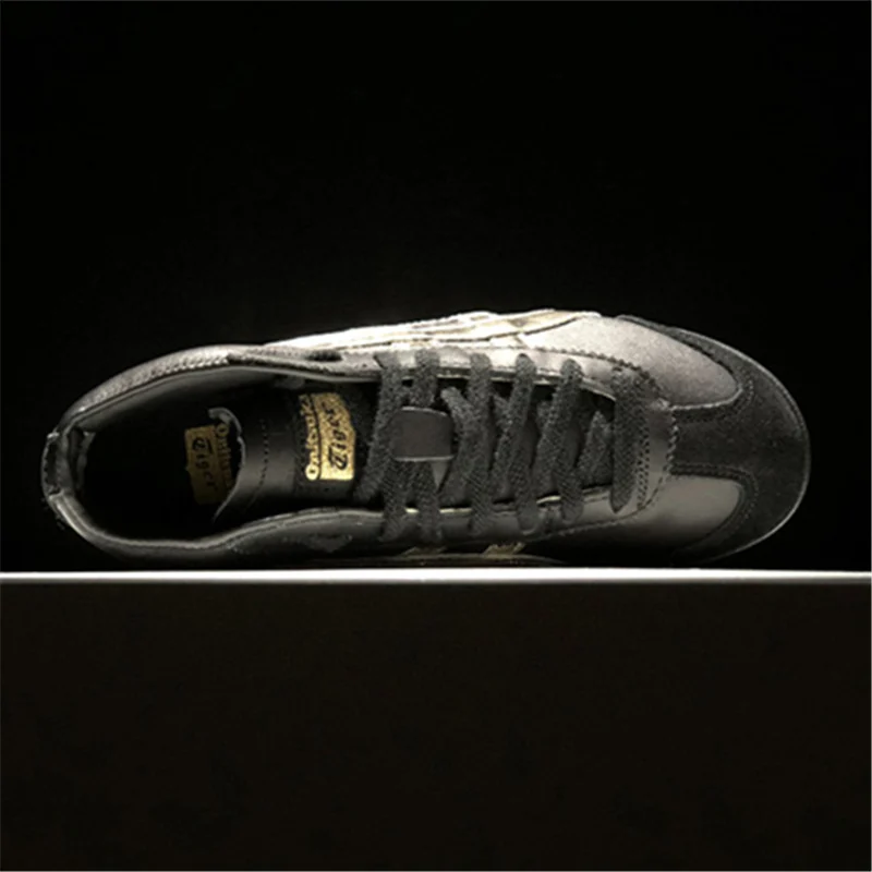 Оригинальный ONITSUKA TIGER MEXICO 66 Для мужчин женская обувь черного цвета золото мужской