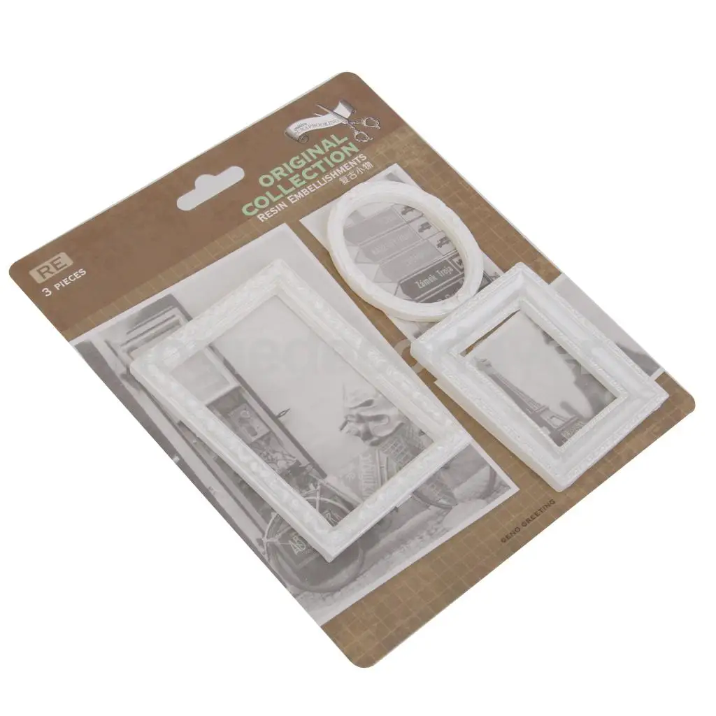 

Pack of 3 Resin Picture Frames Embellishment Topper Craft Scrapbook Card DIY
