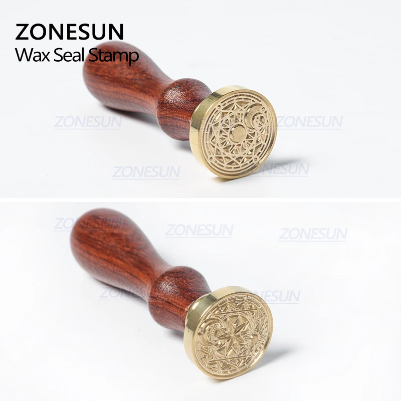  ZONESUN Badge Totem Seal Stamp with wood Handle for Gift Packing Letter Envelopes Parcels Wedding I - 33047213650