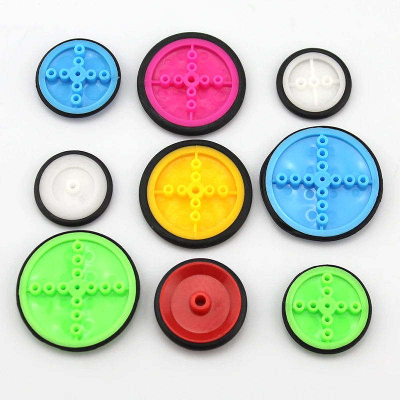 

10PCS Mini Wheel Tyre Plastic Rubber Micro Wheels 30/35/42/32/44mm Diameter Belt Pulley for DIY Electric Toy Cars Wheel Accessor