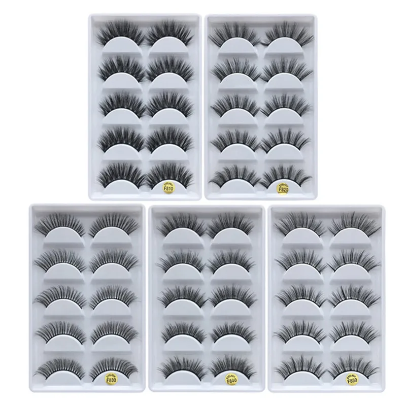 

New 5 Pairs 3D Mink Eyelashes Extension Long Lasting False Lashes Natural Volume Soft Fake Eye Lashes faux cils cilios
