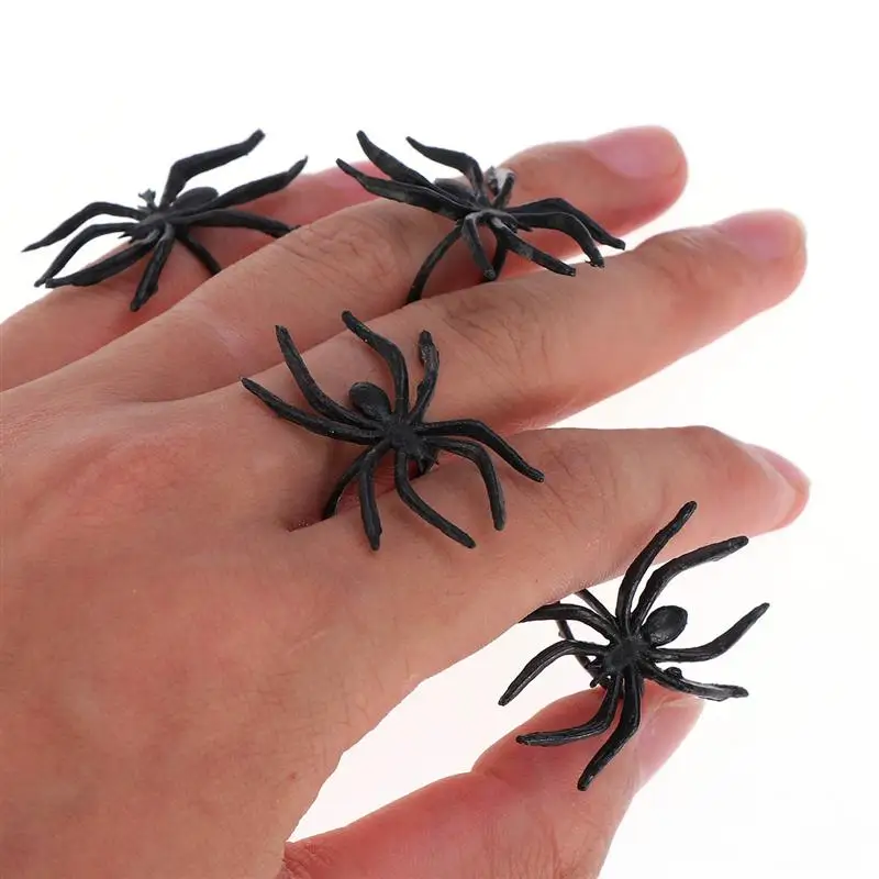 144pcs Spider Ring Halloween Trick or Treat Party Favors Prank Rings