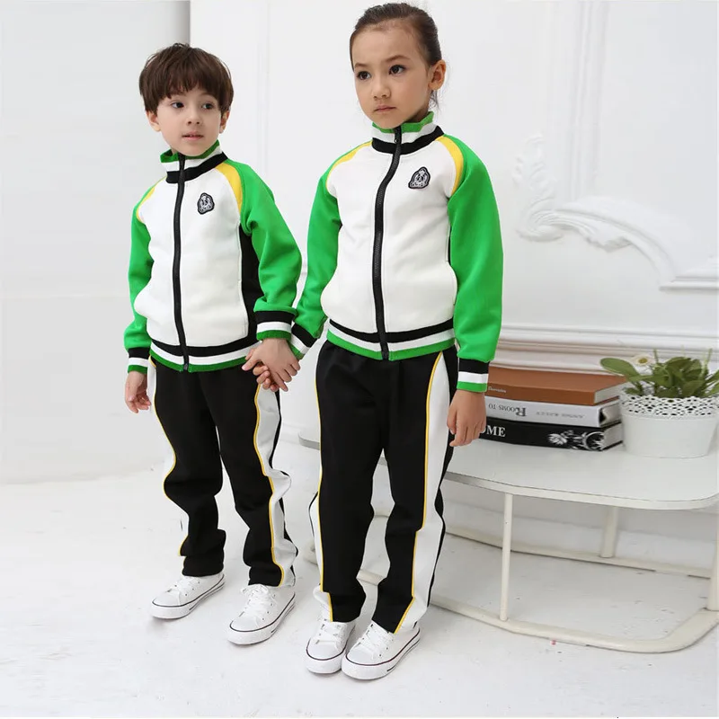 

2018 Spring Kid's School Uniform Style Baby O-neck Baby Kindergarten Tracksuit Uniform Sport Suit Clothing Sets Warm Fashion