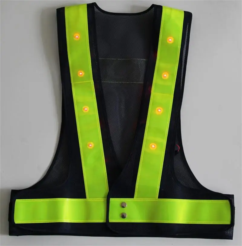 

Senior Reflective LED Safety Warning Vest Thickening PVC Reflective Strip High Quality Mesh Customized Printing Word Sign