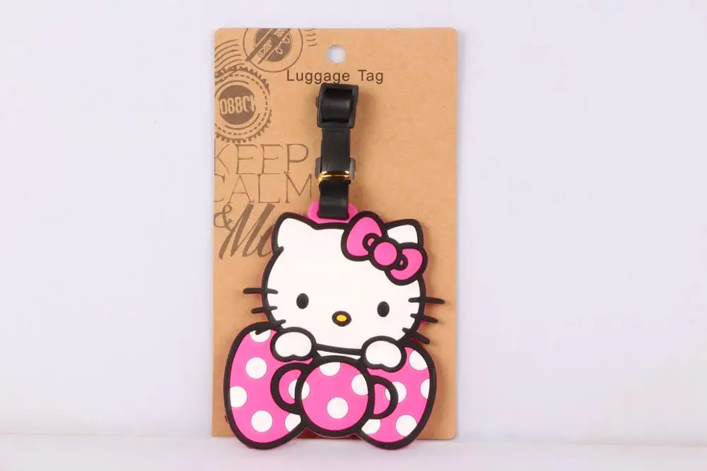 1 шт. hello kitty ПВХ сумка Подвеска путешествия Имя тег Новинка игрушки - Цвет: pink bow