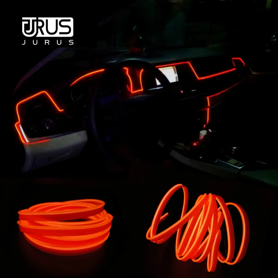 1m/2m/3m/5m Neon Light Car Decor Light Neon LED lamp Flexible EL Wire Rope Tube Waterproof LED Strip With 12V Inverter 