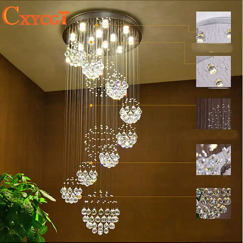 Modern Led Luxury Crystal Chandeliers Big Hanging Suspension