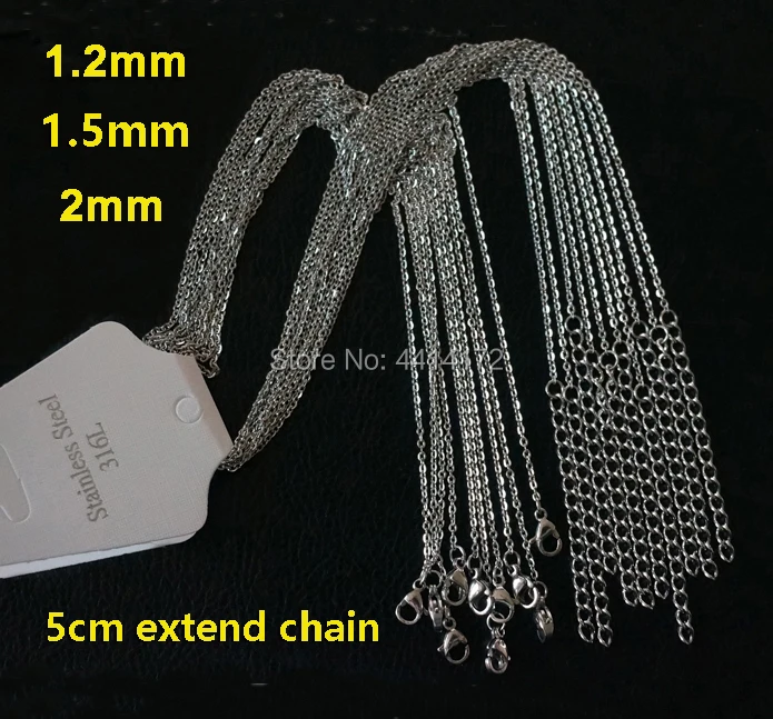 

Цепочки из нержавеющей стали 316L, 1,2, 1,5, 2, 3 мм, 50 шт.