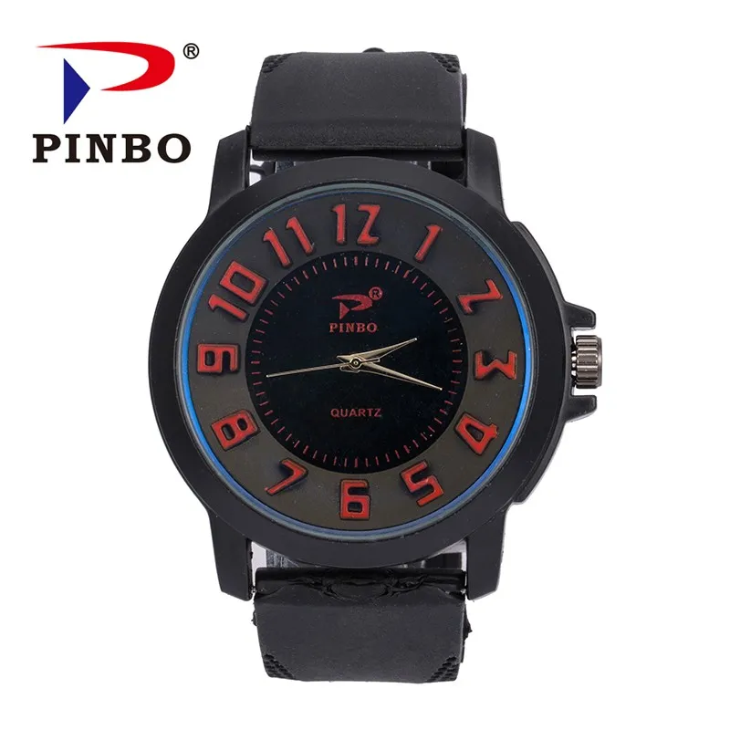 

PINBO Luxury Brand Military Watches Men Quartz Analog 3D Face Silicone Clock Man Sports Watches Army Watch Relogios Masculino