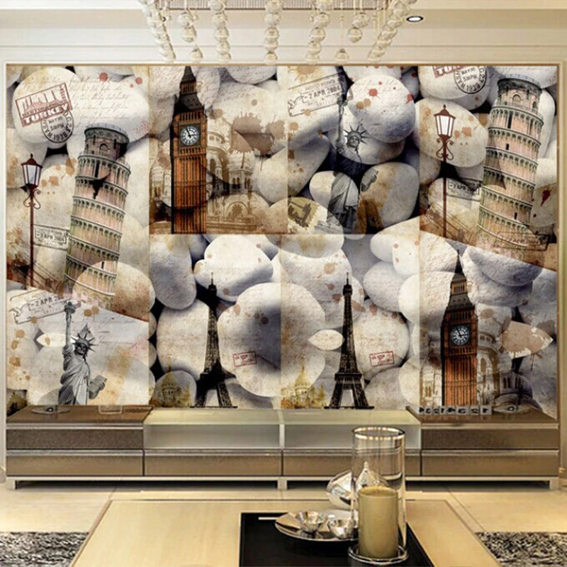 

beibehang Continental retro architecture wallpaper papel de parede para quarto 3d bedroom living room TV background wall paper