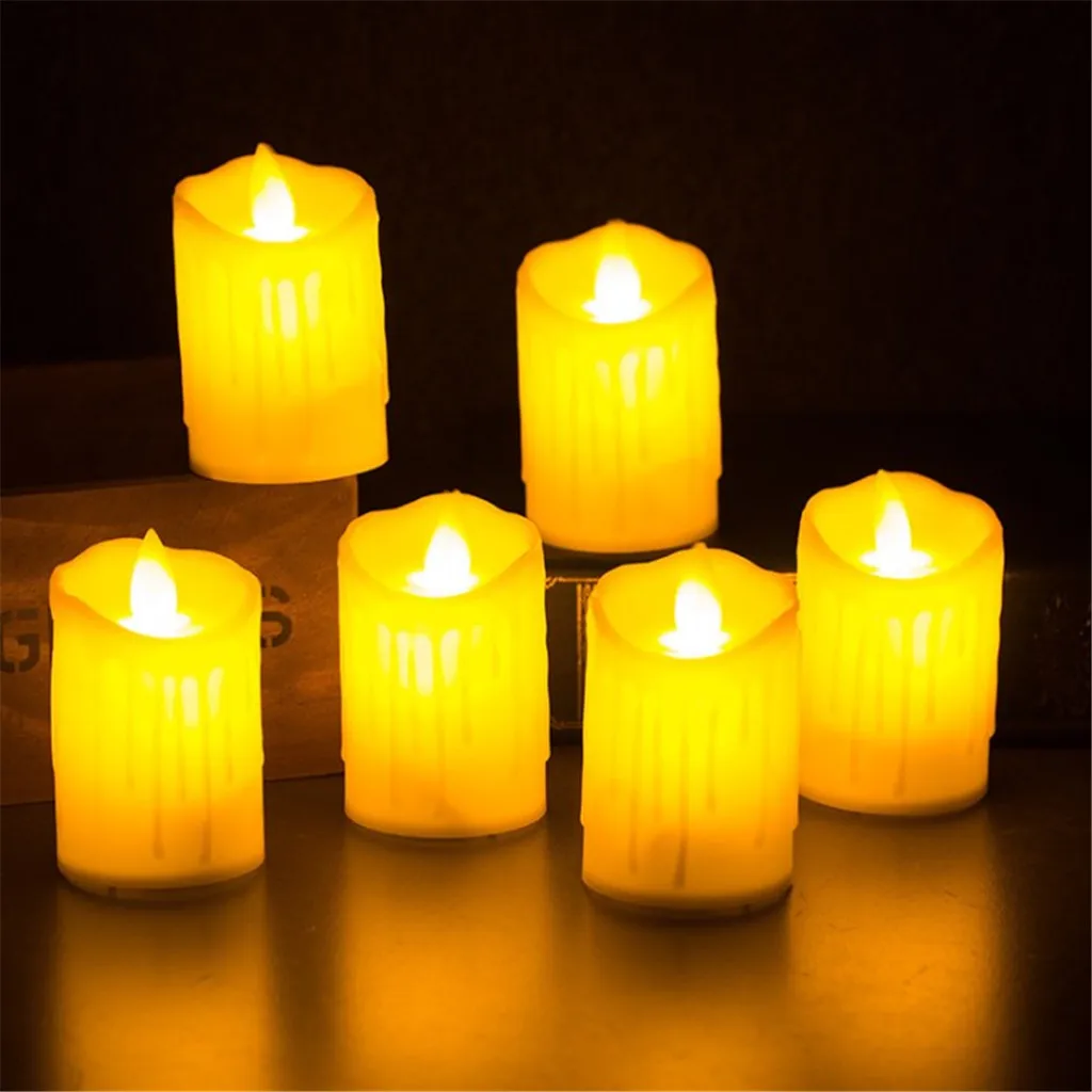 6pcs Flickering Flames Candles Realistic LED Candle Dancing Flame Light Indoor and Outdoor Battery Operated Wedding Party Decor