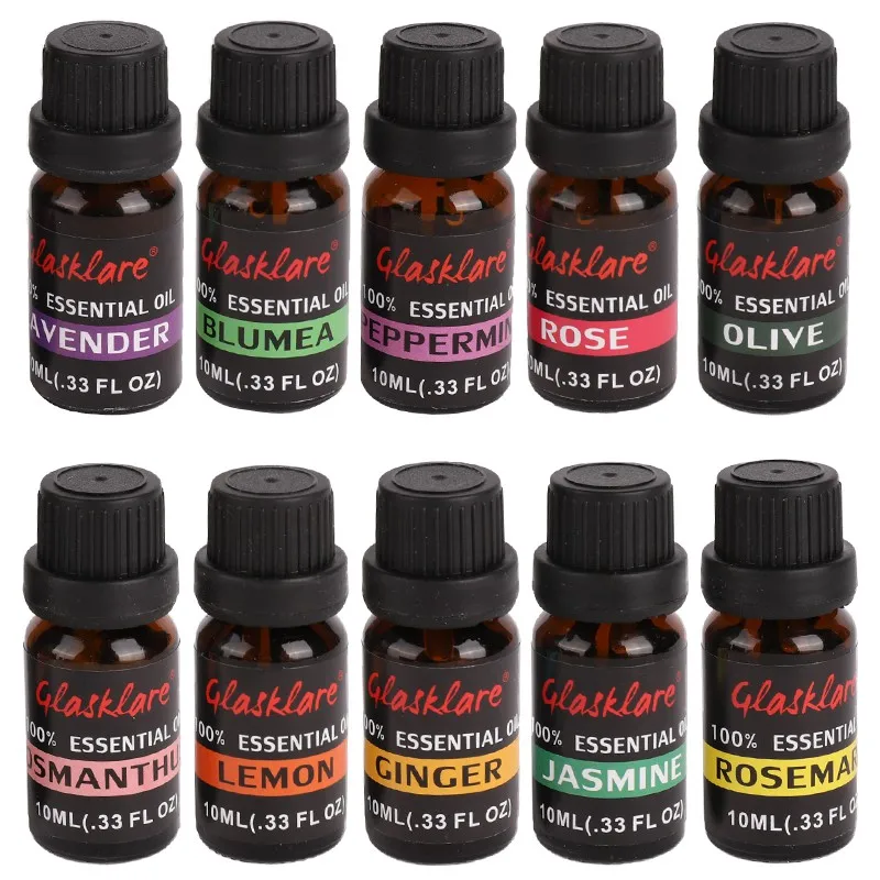 

10ml 100% Pure Essential Oils Aromatherapy Diffusers 2019 Pure Essential Oils Relieve Stress Body Massage Relax Skin Care