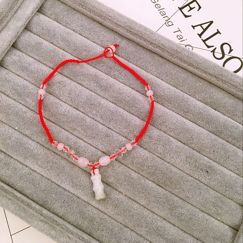 

Fashionable Simple Knitting Red Rope Anklet Beach Style Vintage Popular Jewelry Bead Anklet Vacation Gift