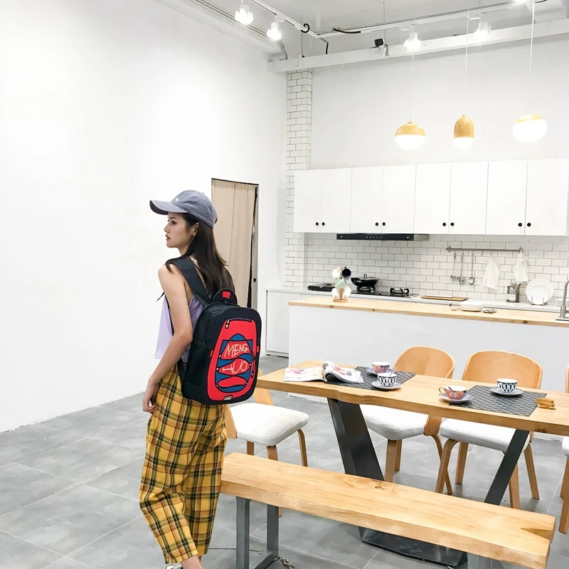 Menghuo New 3D Anime Cartoon Women Backpack School Bag Nylon 2D Style Travel Drawing Book Backpack Mochilas for Teenagers Gilrs (53)