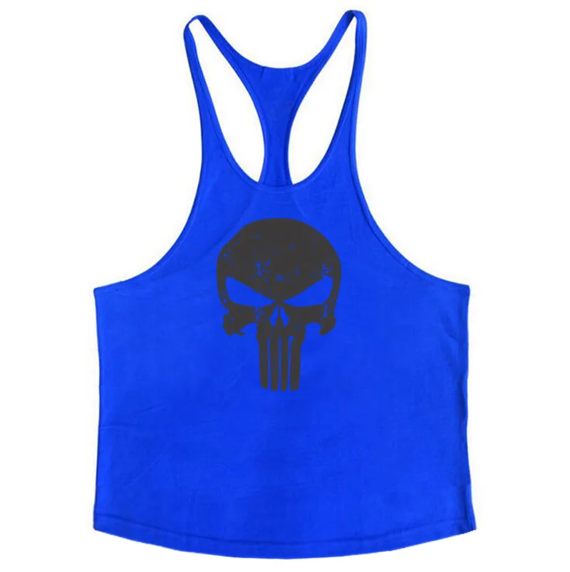 Бренд Muscle Guys, майка для фитнеса, мужские майки для бодибилдинга, одежда для тренажерного зала, мужская рубашка из хлопка с буквенным принтом Y Back, жилеты - Цвет: blue 89