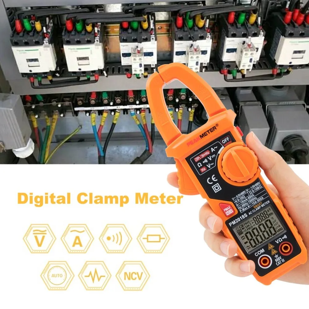 

PEAKMETER Portable Smart Digital Clamp Meter Multimeter AC Current Voltage Resistance Continuity Measurement Tester